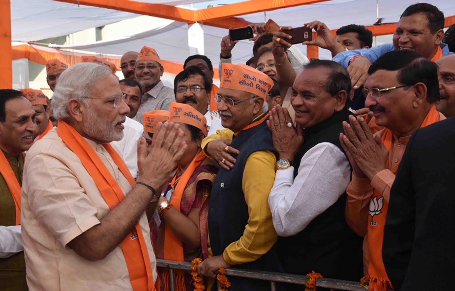 Indian Prime Minister Narendra Modi visit Gujarat Bharatiya Janta Party (B J P) Party Office “KAMALAM”  in Ahmedabad 10 December 2016, Prime Minister Narendra Modi Visit a farmers' rally in Banaskantha district today.